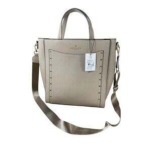 London Fog Caviar Tote Beige Studded Shoulder Satchel Crossbody Purse NWT $108